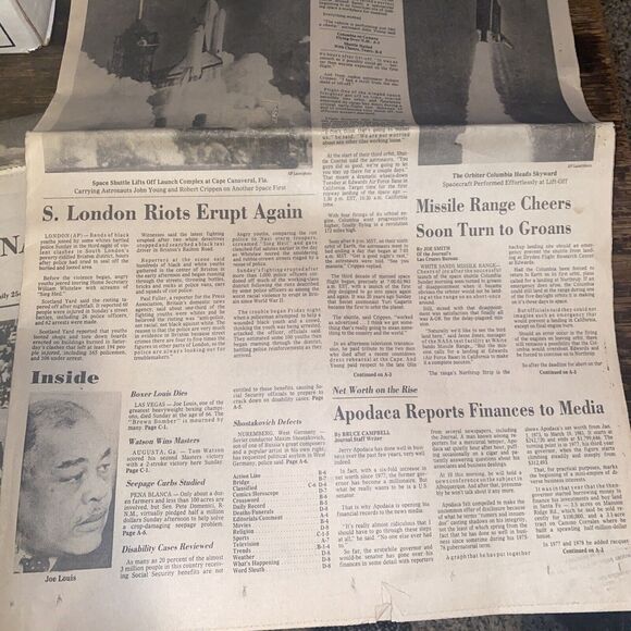 Shuttle Up ‘Like A Champ’ Albuquerque Journal April 13, 1981 Main Section - Picture 3 of 10